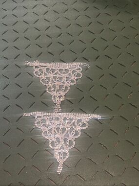 Source Unknown Silver Rhinestone crystal cheeky panty dancer  one size fits s m